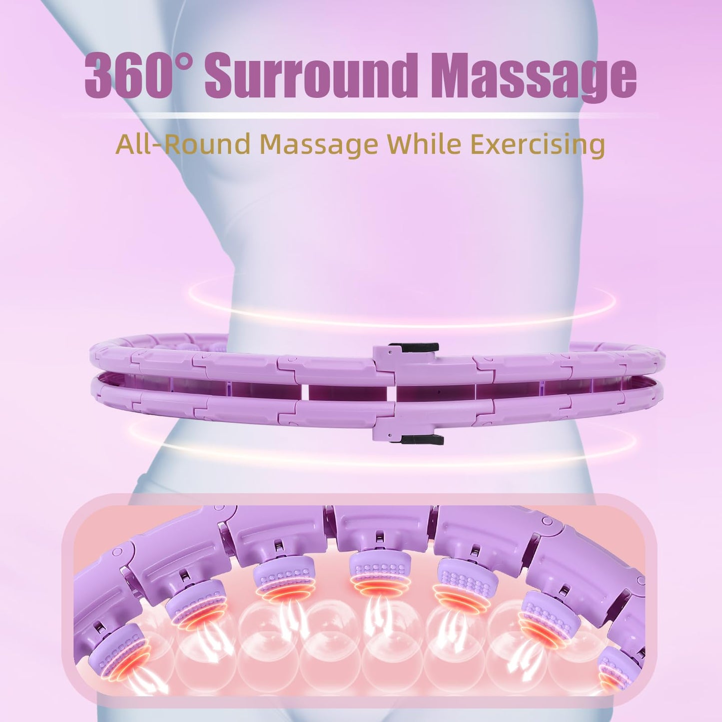 OurStarry 32 Knots Weighted Workout Hoop Plus Size, Smart Waist Exercise Hoop for Adults Weight Loss (32Links Purple)