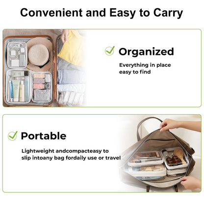 UFORU 3 Pack Clear Hard Shell Zipper Case, Heavy Duty Portable Clear Zipper Pouches, Travel Makeup Organizer & Toiletry Bag, Diaper Bag Organizer Pouches for Toys, Tech & Art Supplies, Medium