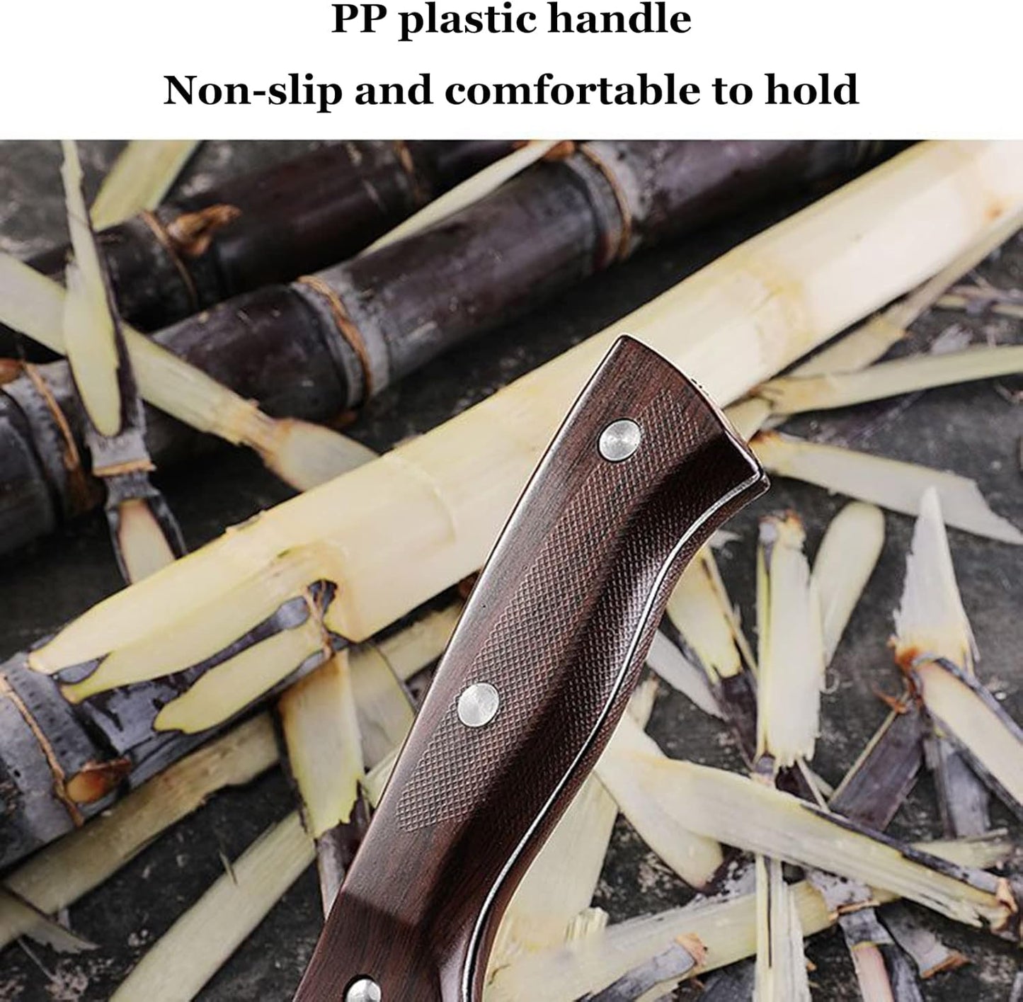 Sugarcane Peeling Knife - Pineapple Peeling Knife with Stainless Steel Blade and Natural Non-slip Brown Wooden Handle