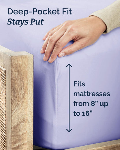 Regine Switzerland Twin XL Sheet Set - Comfy Cooling Bedding - Soft, Wrinkle-Free, Deep Pockets - Lavender