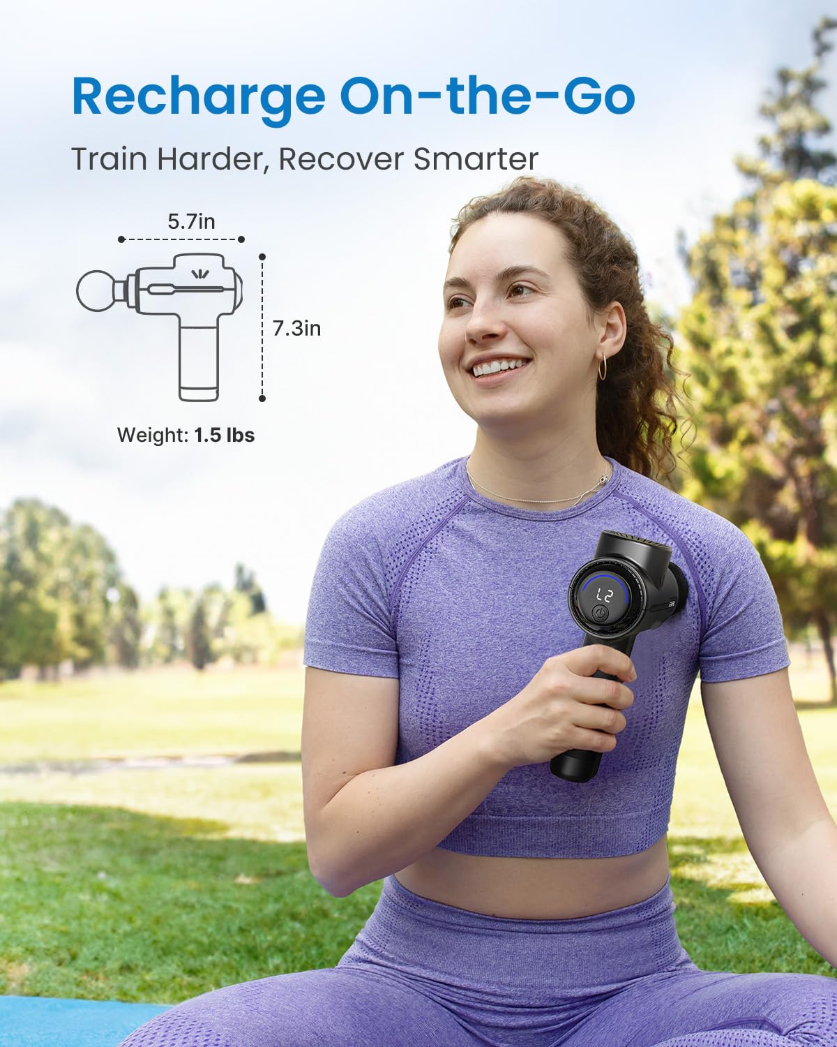 RENPHO Massage Gun Deep Tissue, Portable Percussion Massager for Back and Neck, Gifts for Men and Women, Handheld Device with Carry Case, Active Green