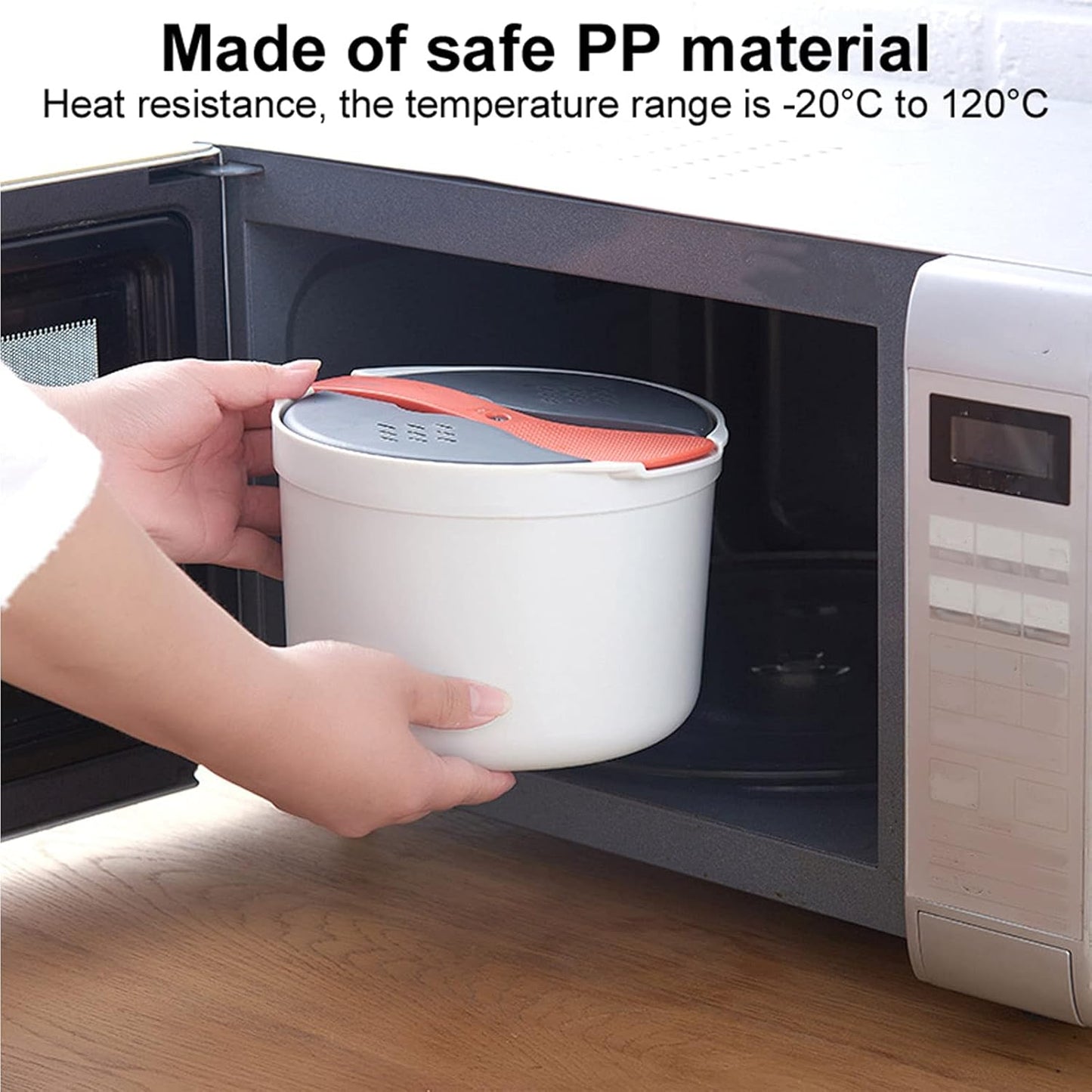 Microwave Rice Cooker - Microwave Rice and Pasta Cooker with Spoon, Easy Cooking or Reheating Set, Red