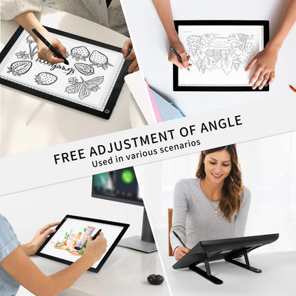 VALUCKY Rechargeable A4 Tracing Drawing Board,Copy Light Pad with Adjustable Foldable Stand,3 Level Brightness LED Tracing Light Box for Artist,Drawing,Sketching,Diamond Painting