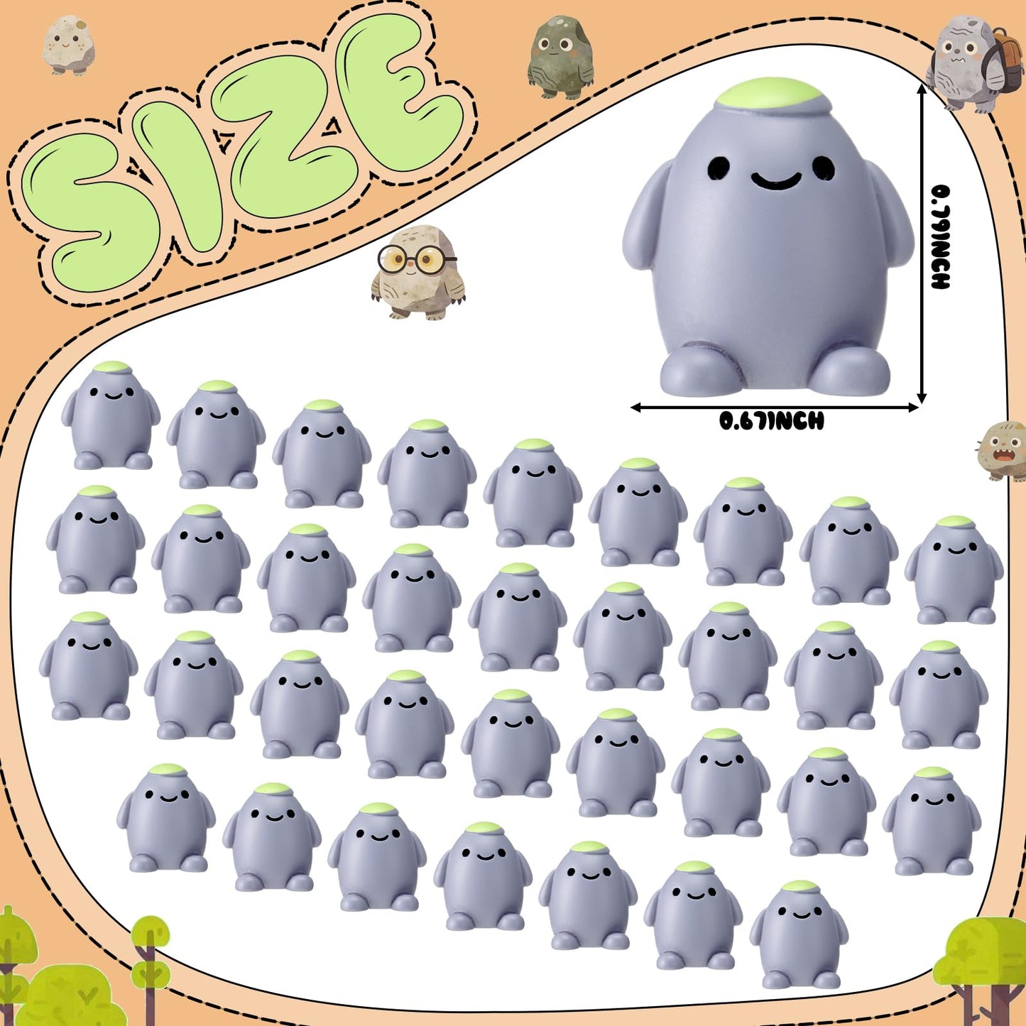 Fiwochic 100 Pcs Cute Fake Rock Bulk Resin Mini Stone Decorations Small Fake Rock Charms Tiny Cute Kawaii Anthropomorphic Artificial Stone Charm for DIY Crafts Making Gifts