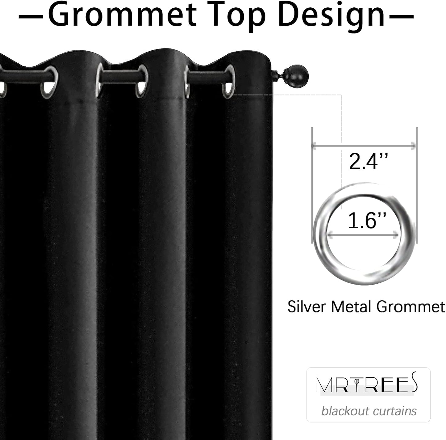 MRTREES Blackout Valance Curtain Kitchen Tiers, Room Darkening Short Cafe Curtains Set (2 Panels, 34x18)