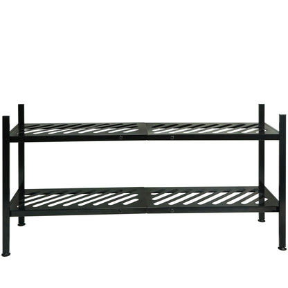 Nijoam Shoe Rack - Metal Shoe Organizer 2 Tier Shoes Shelf Storage, 35 Inches Stackable Long Show Stand Holder for Closet, Entryway, Garage, Floor, Door Entrance, Black