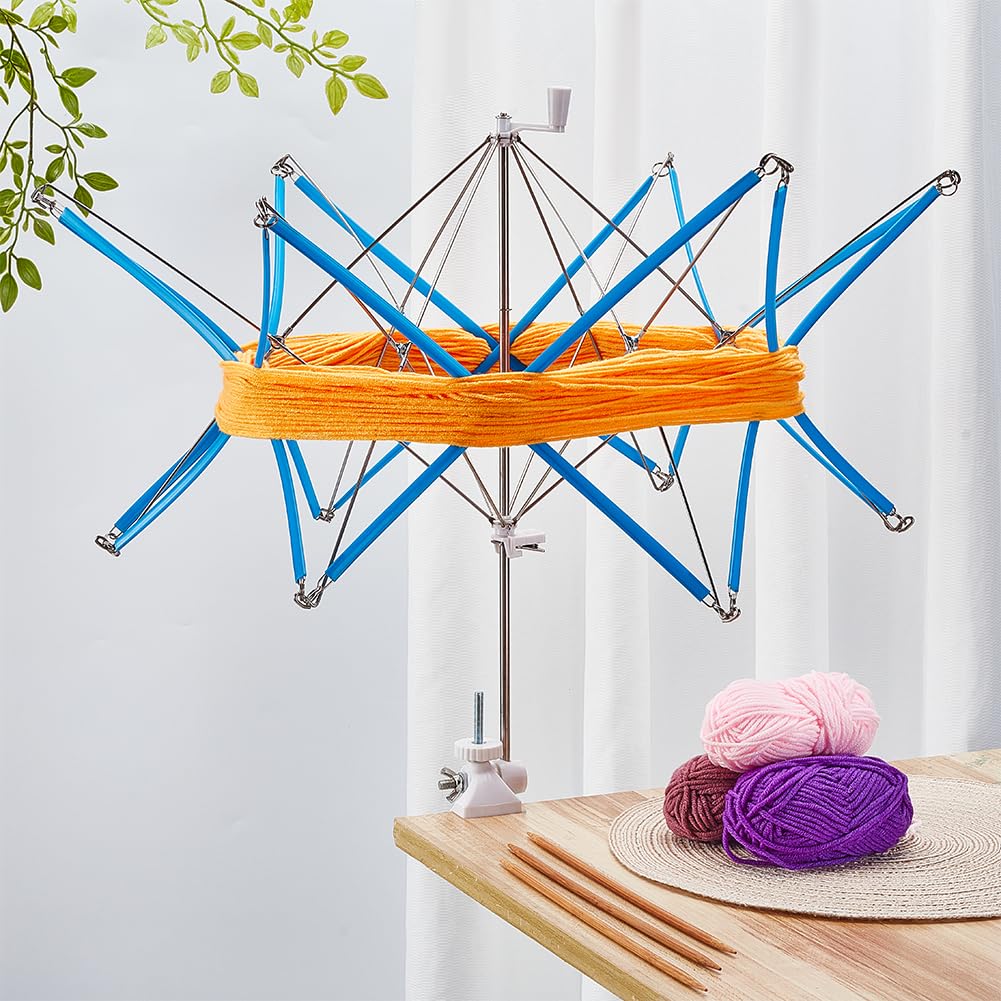 PH PandaHall Yarn Ball Winders for Crocheting Yarn Umbrella Swift Holder for Skeins Stainless Steel Hand Operated Bobbin Winder Flexible Foldable for Knitting Enthusiast, 17.5x2x1.8 inch