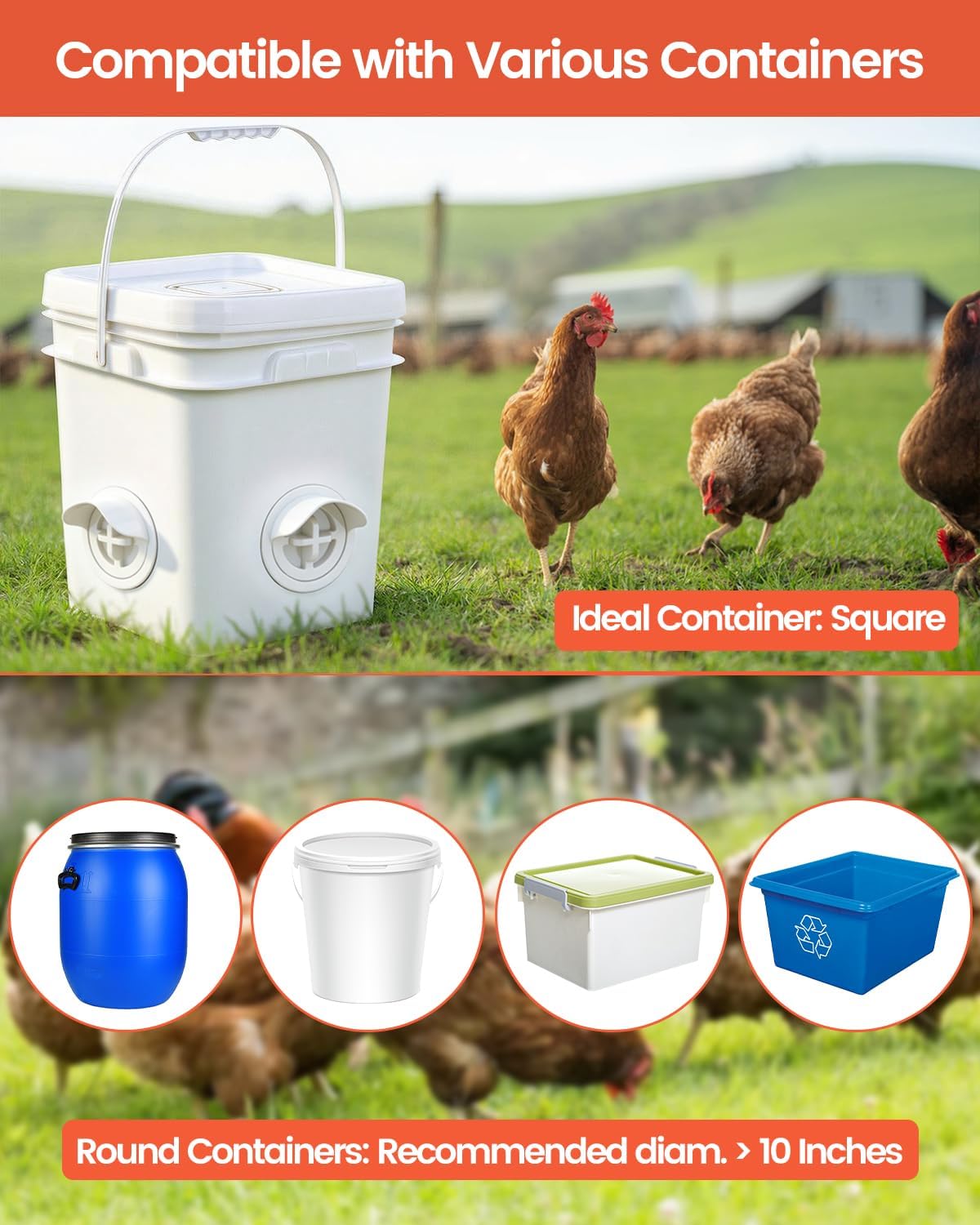 Aopchry [8 Pack] Automatic Chicken Feeder (White), Chicken Feeders No Waste Feed, Egg Shaped Thickened Design