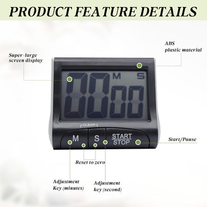 BXF SPORTS Large LCD Display Kitchen Timer -Magnetic Digital Timers,Loud Alarm,Memory and Fast Forward Function,Cooking