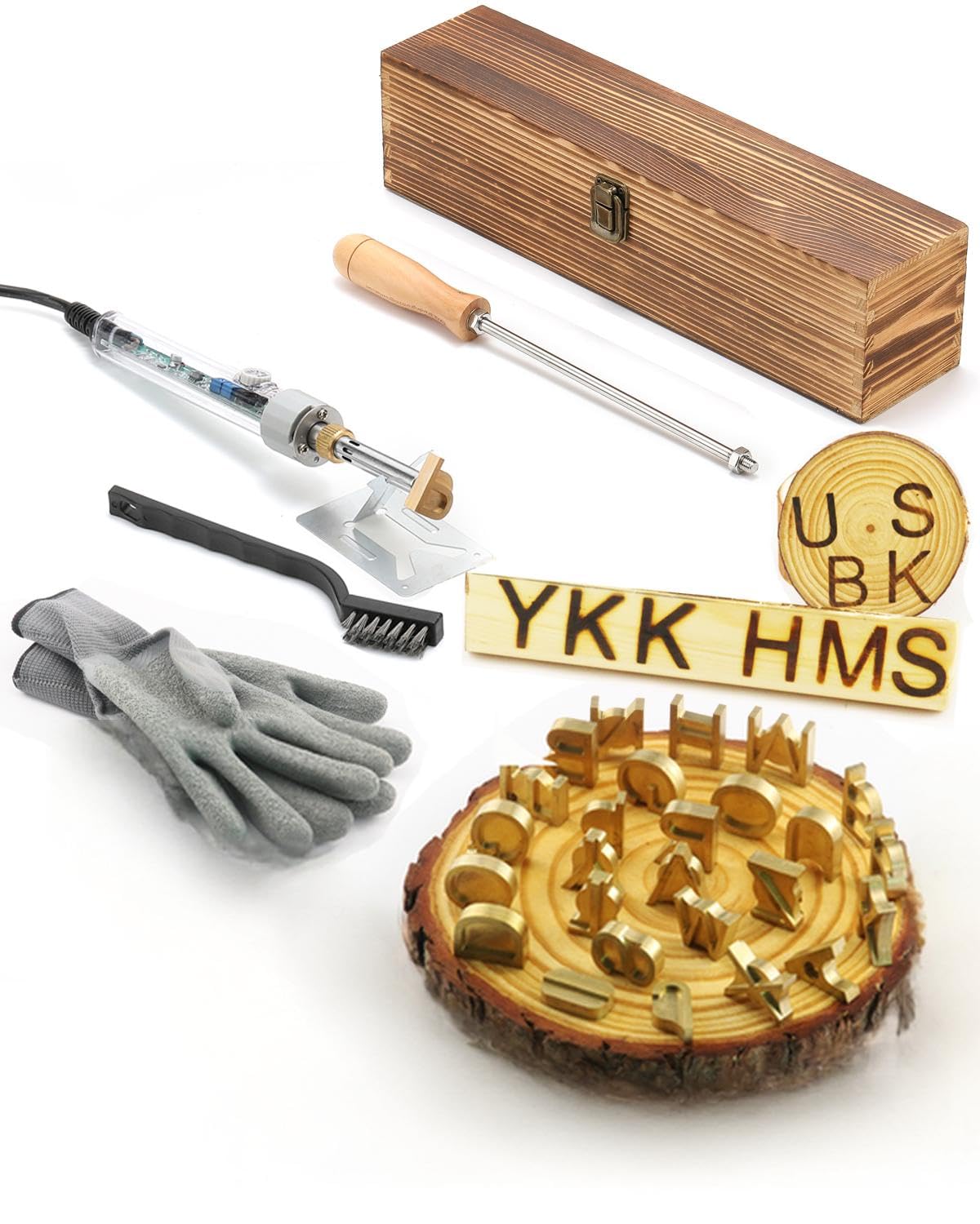 AIMOADO 1" 26Pcs Wood Burning Letter Kit, 100W Electric Branding Iron for Wood Working Leather Hats BBQ Bread, Branding Letters Gift for Christmas Wedding Birthday, with Wooden Box and Handle
