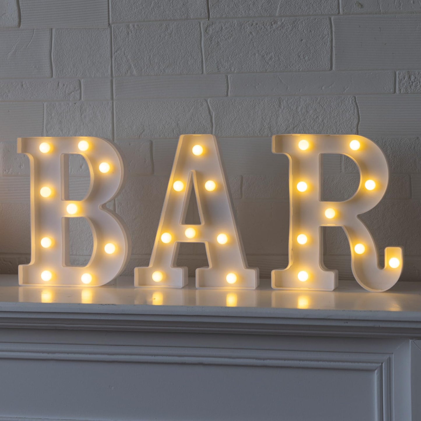 IFDGCTK BAR LED Marquee Sign, Warm White Light Up Letters, Decorative Led BAR Letter, Battery Powered Light Up Sign for Bar, Home, Party, Wall & Table Decor