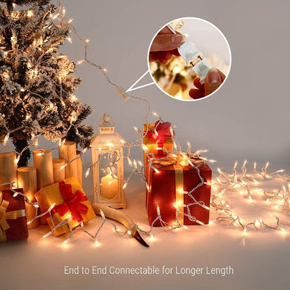 21.63ft 100 Count 120V ODEETRONIC Incandescent Christmas Lights, Clear Christmas Mini Lights Connectable, UL Certified