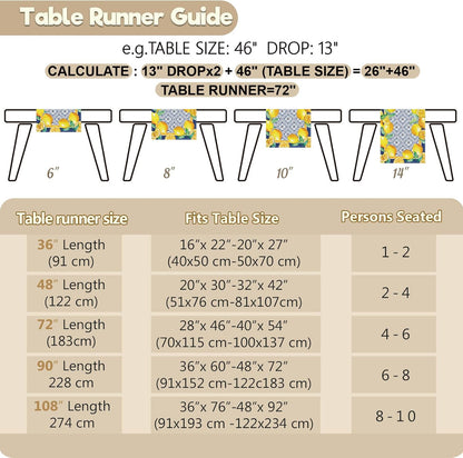 13x90 Inch Capri Blue Lemon Table Runner Italy Tile Burlap Artificial Yellow Lemon Fruit Table Runners Farmhouse Coffee