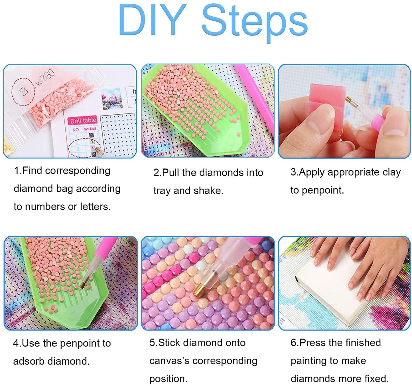 CreateJoy 12 Pack Moonlight Diamond Painting Kits for Adults, 5D Moon Diamond Art Kits for Beginners, DIY Full Drill Paint with Diamond, Home Wall Decor 12 x 16 Inch