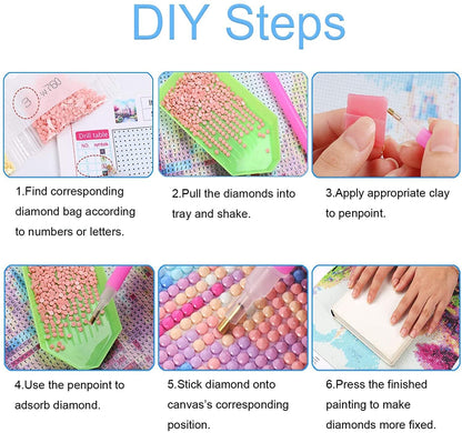 CreateJoy 12 Pack Moonlight Diamond Painting Kits for Adults, 5D Moon Diamond Art Kits for Beginners, DIY Full Drill Paint with Diamond, Home Wall Decor 12 x 16 Inch