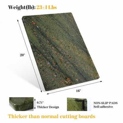 Koville Granite Cutting Board for Kitchen, 20x16 Inches Large Stone Slab Cheese Board, Rectangular Serving Board for Baking Charcuterie Pastry, Marble Cuttiing Board for Countertop(Green)