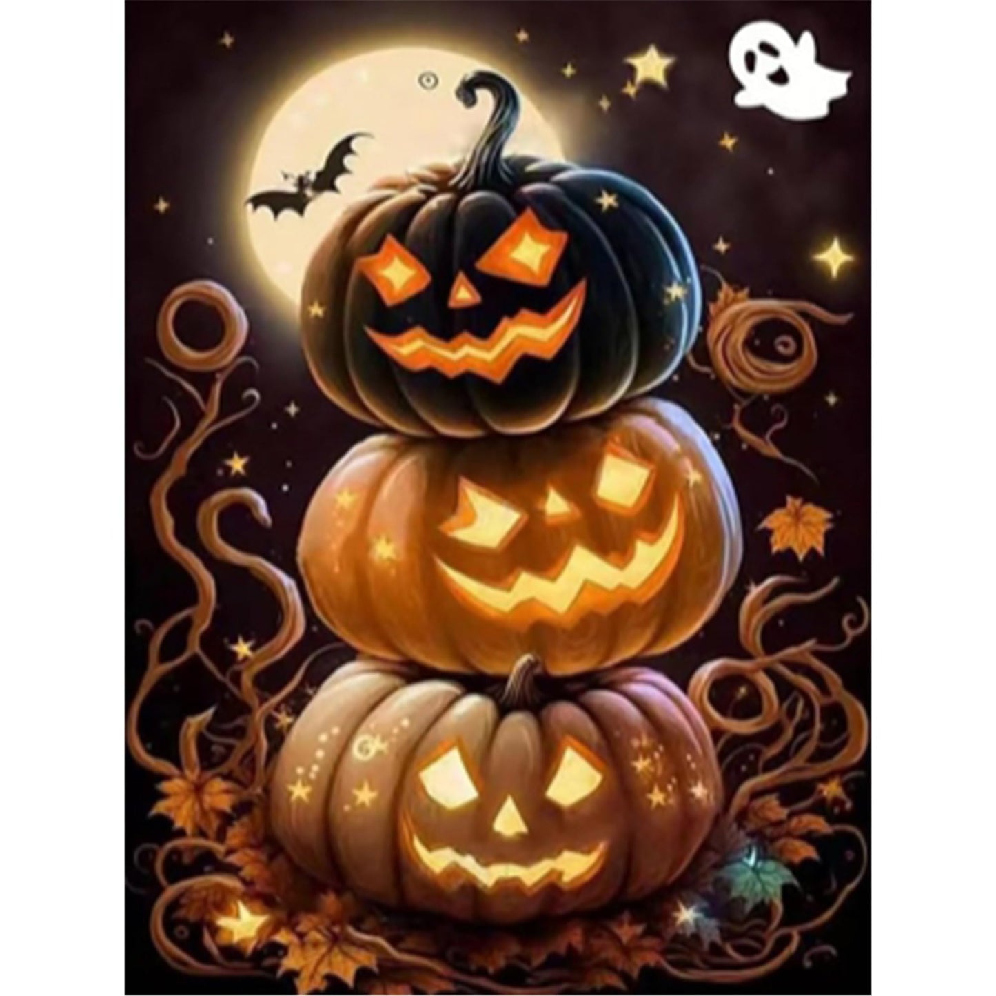 Huacan Diamond Painting Kit,Diamond Art Kits for Adults 5D Pumpkin Paint by Diamonds Halloween Full Square Drill Gem Art Kits for Home Wall Decor 11.81 * 15.74inch