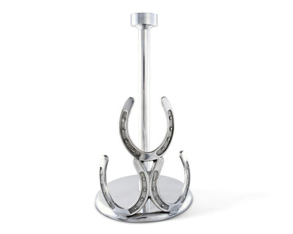 Arthur Court Aluminum Horseshoe Western Cowboy Decorative Countertop Paper Towel Holder Standing 12.5 inch Tall