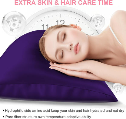 Mulberry Silk Pillowcases by Skiennix - 2 Pack Queen Size with Hidden Zipper | Soft, Breathable & Cooling for Hair and Skin - Purple
