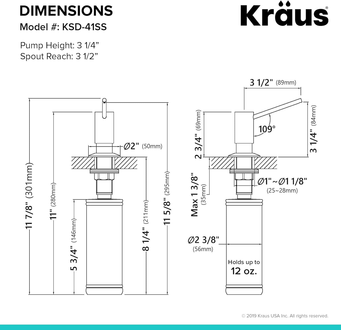 KRAUS Kitchen Soap and Lotion Dispenser, Stainless Steel, KSD-41SS