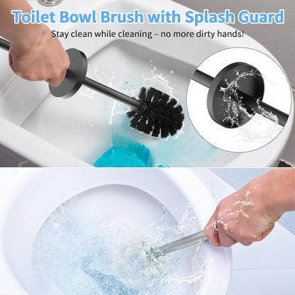 Flyzenvibe Set Stainless Steel Toilet Brush and Holder Oil Rubbed Matte Black Heavy Duty Toilet Bowl Brush with Long
