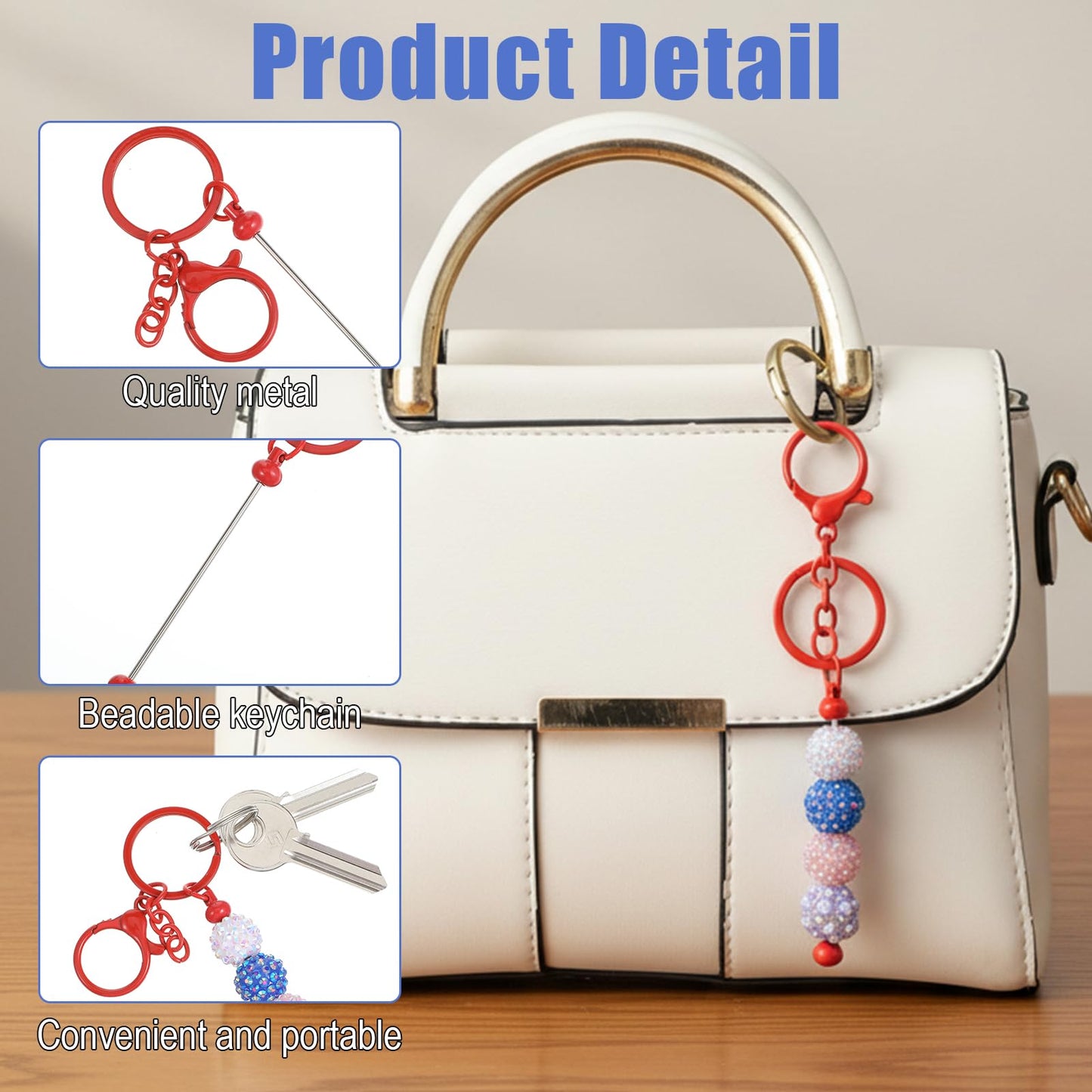 PercyEffie 30 Pcs Bulk DIY Beadable Keychain Bulk Kit Cute Blank Metal Keychain Bars Men's and Women's Making Supplies Crafts for Crafts Jewelry Bag Accessories Custom Gifts Multicolor