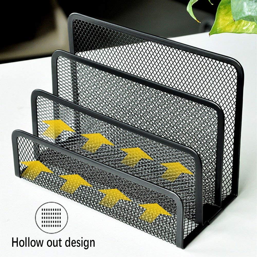wishacc Desk Mail Organizer Small File Holders Letter Organizer Metal Mesh Document/Filing/Folders/Paper Organizer for Desktop