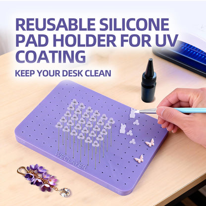WECLAYER Polymer Clay Mat with 165 Holes,8" x 6" Heat-resistant Silicone Baking Pad,Jewelry Making Tool for Standing Earring Posts and UV Resin Craft,Non-Stick Oven Safe Work Station for Art Clay