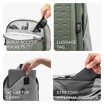 Peak Design Travel Backpack 45L, Black, Expandable 35-45L Design, Rear and Top Access, Weatherproof Shell, Laptop Sleeve, Ideal for Travel or Everyday Carry, Versatile Backpack for Men and Women
