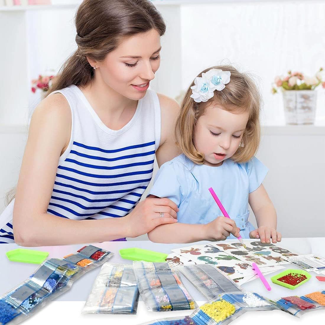PICNICFUN Diamond Stickers for Kids,30 PCS 5D DIY Panda Diamond Sticker Kits Handmade Digital Paint Rhinestone Mosaic Sticker (Panda)