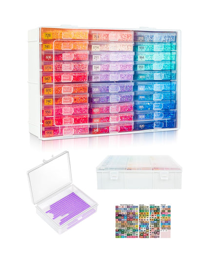 Diamond Painting Trays with Lids and Diamond Art Storage, 30PCS Diamond Art Accessories with Storage Containers, 2-in-1 Drill Storage and Line-Up Tool, 1 Pack 5D Diamond Painting Tools for Beads