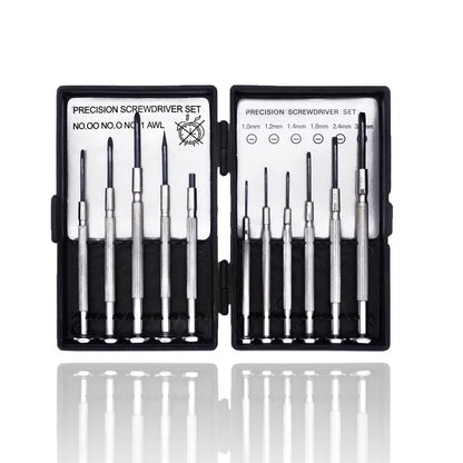 11 Pcs Mini Screwdriver Set - Flathead & Phillips Screwdriver Kit for Glasses, Watch, Phone, Toys & Computer Repair