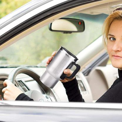 GOTOTOP Car Heating Cup, 12V 450ML Electric Car Kettle, Portable Stainless Steel Heated Travel Mug