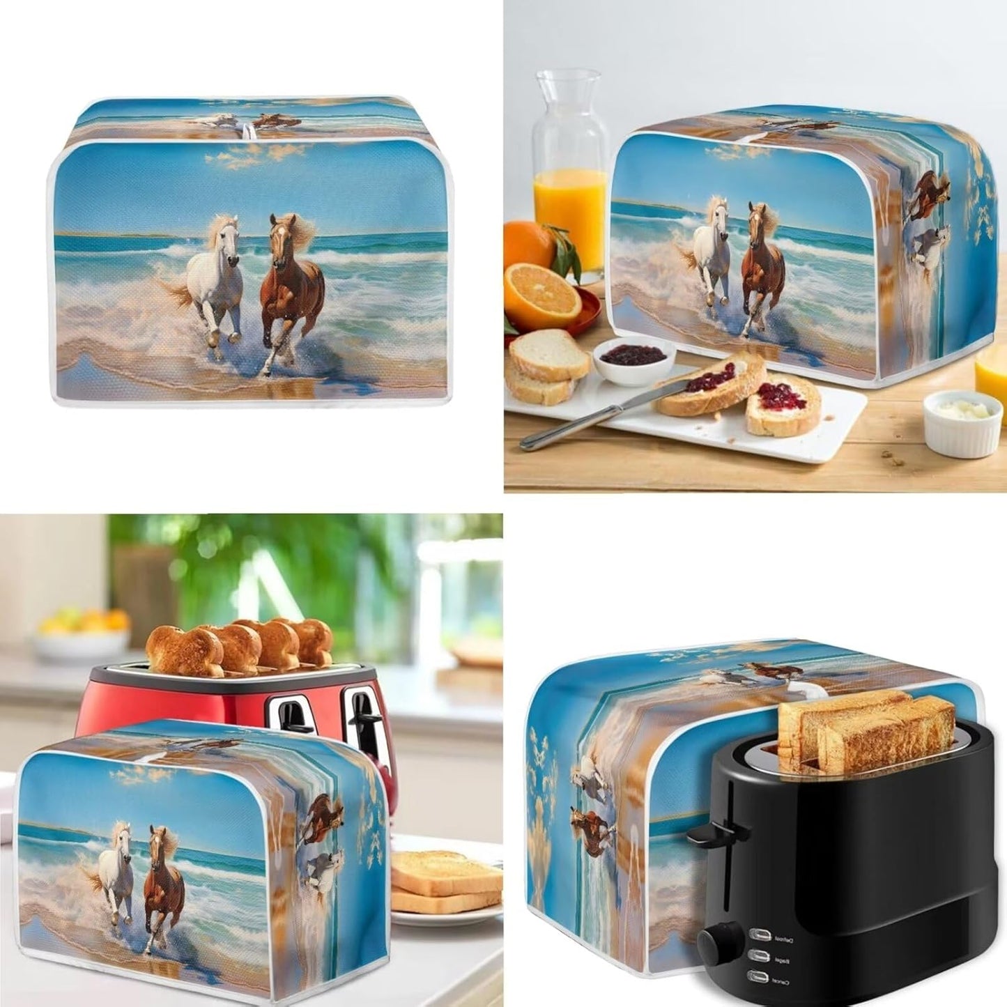 Sea Horse Toaster Covers, 2 Slice Anti Dust Cover for Most Standard Toasters and Kitchen Accessories