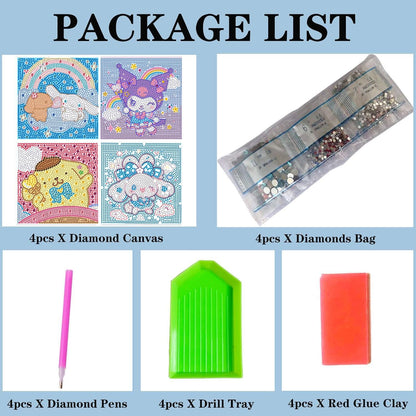 Diamond Art Kits for Kids - 4 Pack Diamond Art Painting Kits - Arts and Crafts for Kids Ages 8-12 - Diamond Art Mosaic Kits - Crafts for Girls 8-12 - GEM Art for 5 6 7 9 10 Year Old Girl Boys Gifts