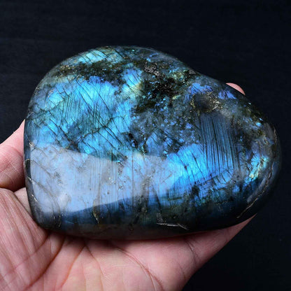 Extra Large Heart Crystal Stones Healing Crystal Palm Polished Love Shaped Gemstones Blue Labradorite Heart Rock Meditation Gift 3.0-3.5 Pounds