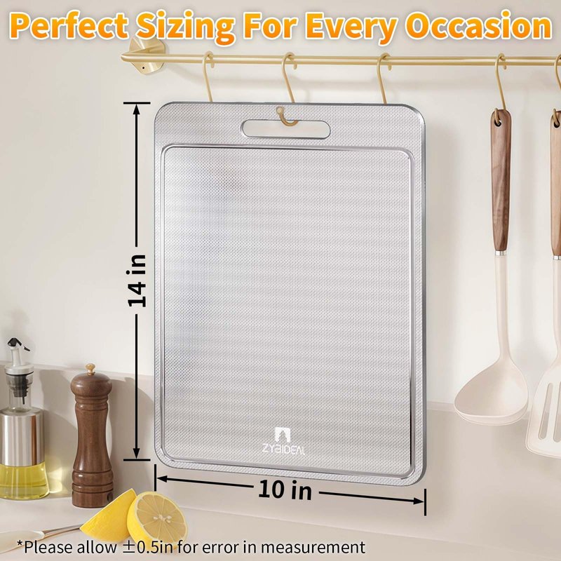100% Pure Titanium Cutting Board with Groove, Scratch Resistant Chopping Board with Non-slip Pad for Kitchen, Titanium Cutting Boards for Vegetables and Meat, Dishwasher safe