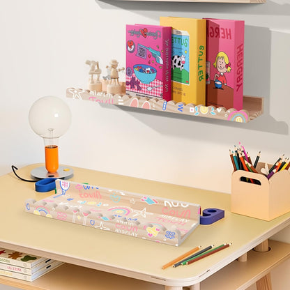 6-Pack 15.7 Inches) NEXHOME PRO Nursery Book Shelves, Solid Pine Wood Floating Shelves for Wall Kids, Wall Mounted
