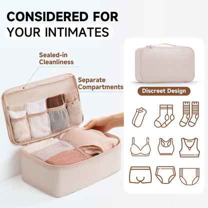 Skiennix Packing Cubes - 11 Set Travel Organizers | TSA Approved Makeup & Toiletry Bags - Beige
