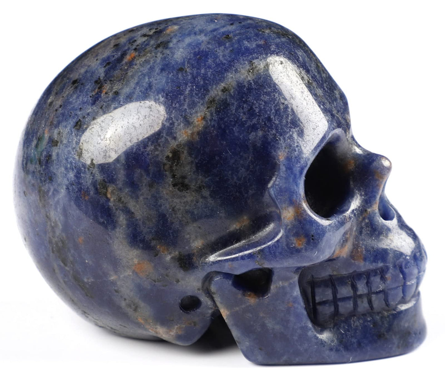 Skullis 2.0" Sodalite Crystal Skull, Hand Carved Gemstone Fine Art Sculpture, Reiki Healing Stone Statue.1380