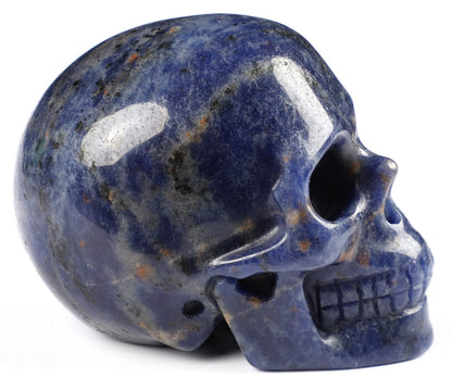 Skullis 2.0" Sodalite Crystal Skull, Hand Carved Gemstone Fine Art Sculpture, Reiki Healing Stone Statue.1380
