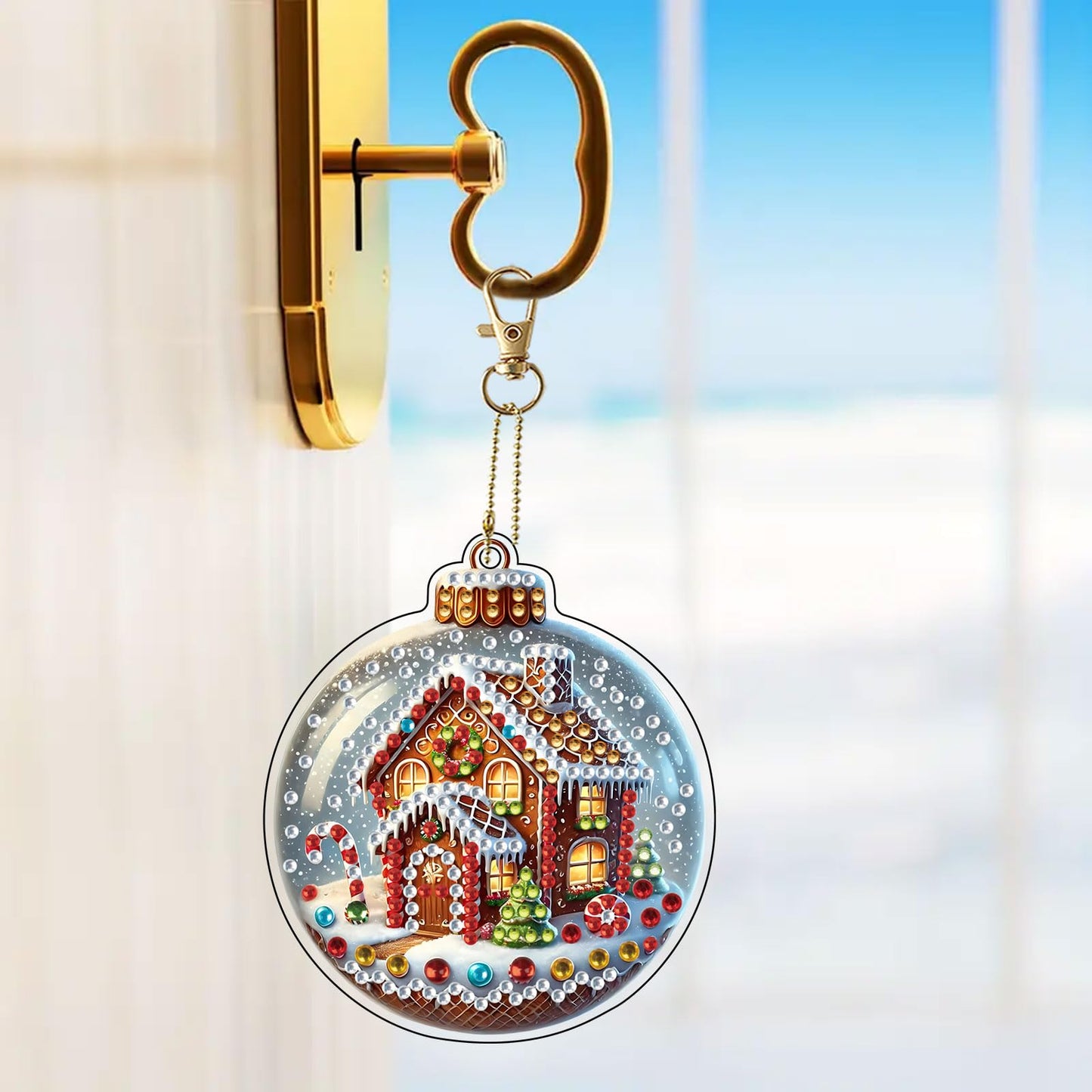 JJFox 4pcs Christmas Diamond Art Ornaments – DIY Acrylic 5D Diamond Art Christmas Tree Decorations, Holiday Hanging Diamond Painting Kit for Kids & Adults (Christmas-2)