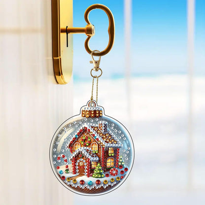 JJFox 4pcs Christmas Diamond Art Ornaments – DIY Acrylic 5D Diamond Art Christmas Tree Decorations, Holiday Hanging Diamond Painting Kit for Kids & Adults (Christmas-2)