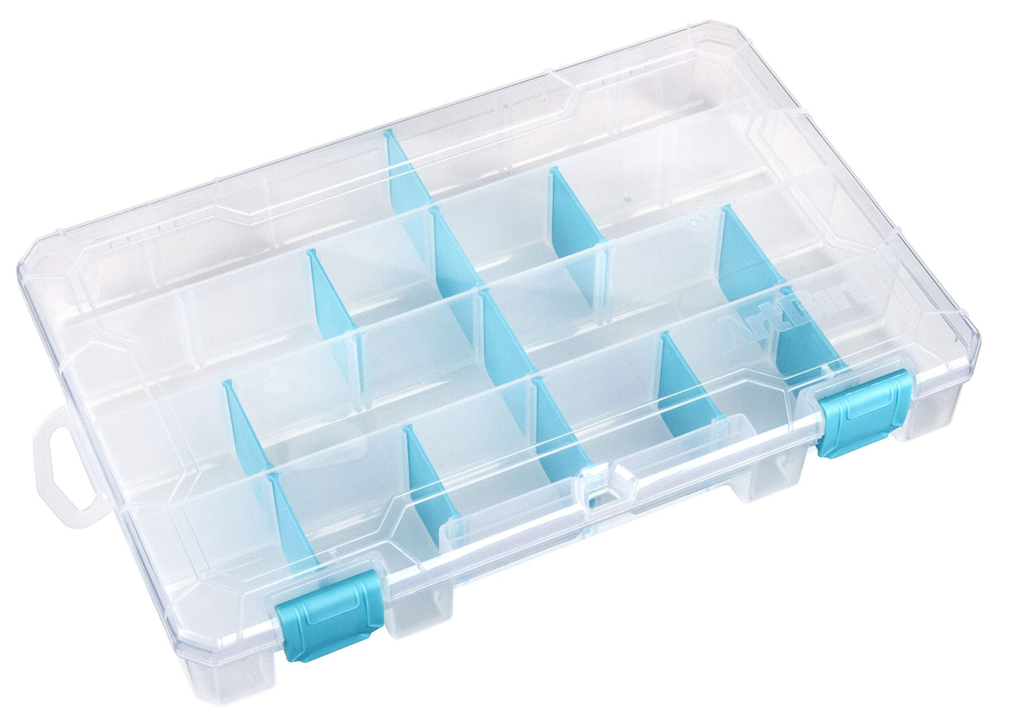 ArtBin 6847AG Medium Anti-Tarnish Box with Removable Dividers, Jewelry & Craft Organizer with Anti-Tarnish Technology, [1] Plastic Storage Case, Clear with Aqua Accents