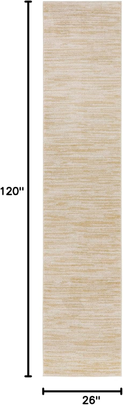 2'2" 10' (10' Nourison Home Nourison Essentials Ivory Gold x Area Rug - Easy Clean, Non Shedding, Bed Room, Living