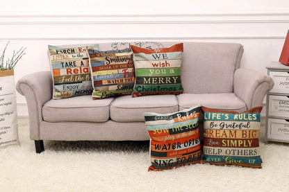 TRENDIN Square Pillow Cover, 18 X 18 Inch Decorative Throw Pillowcase, Porch Rules PL240TR