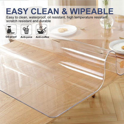 XEANGOUN 24x42 Inch 1.5mm Clear PVC Table Cover Protector Thick Custom Plastic Desk Pad Waterproof Vinyl Table Top