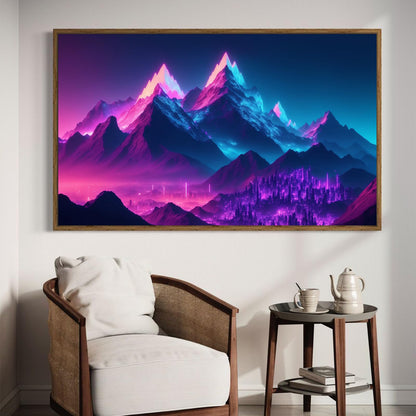 DDGEMART 5D Neon Mountain Diamond Painting Kit - Full Drill Round Beads DIY Landscape Diamond Art Canvas for Adults, Fantasy Wall Decor 28x16 Inch