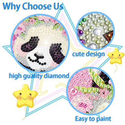 FQOVKYN 4 Packs 5D Cartoon Diamond Art Kits for Kids, Cute Animals DIY Diamond Arts Mosaic Kits for Adults Beginner, Full Round Drill Gem Art for Home Wall Decor Kids Present 6X6 inch