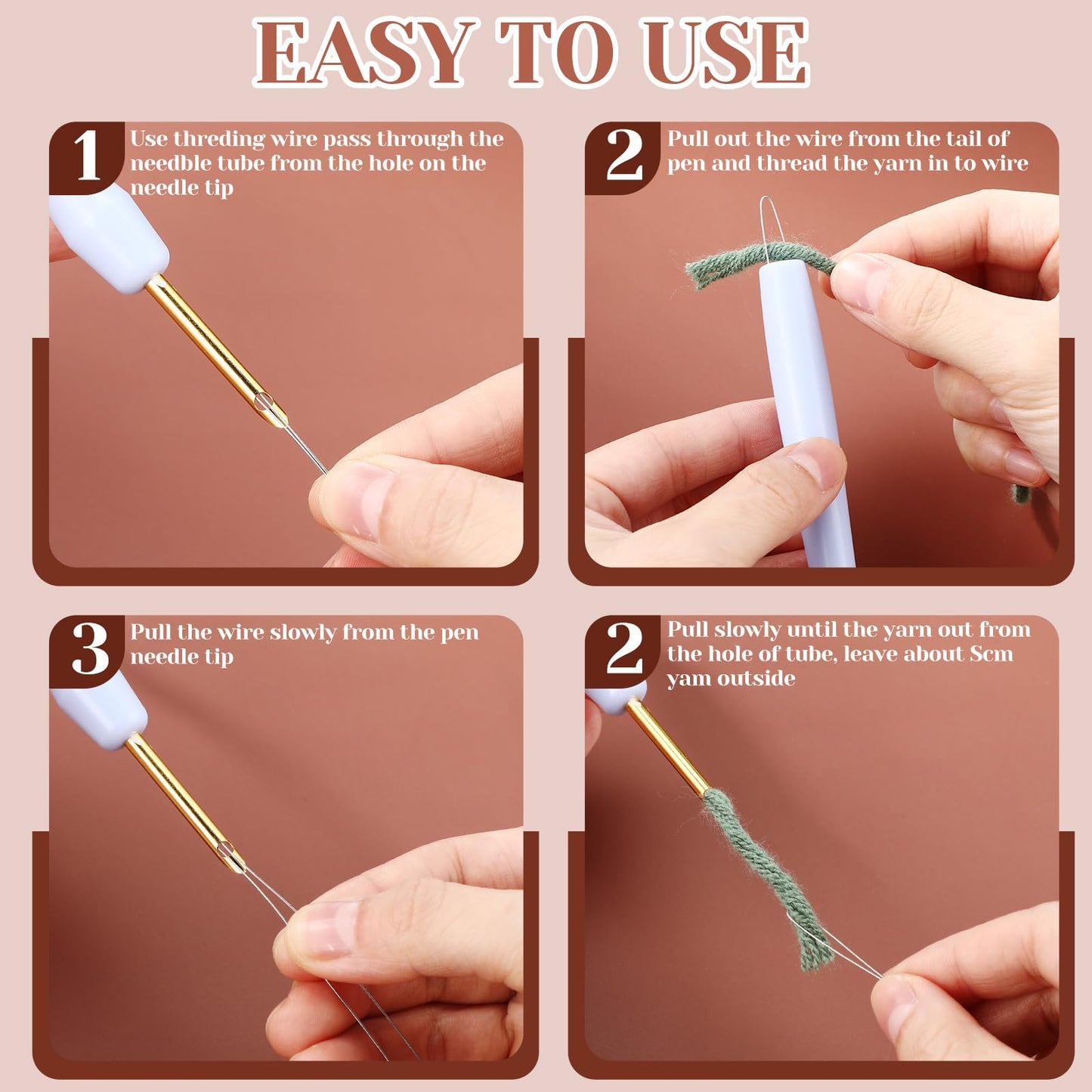 Hahafelt 3 Sets Punch Needle Kits, Punch Needle Kits for Adults Beginner, Highland Cow Daisy Flower Horse Punch Needle Tool with Punch Needle Fabric, Hoops, Yarns and Sewing Needles